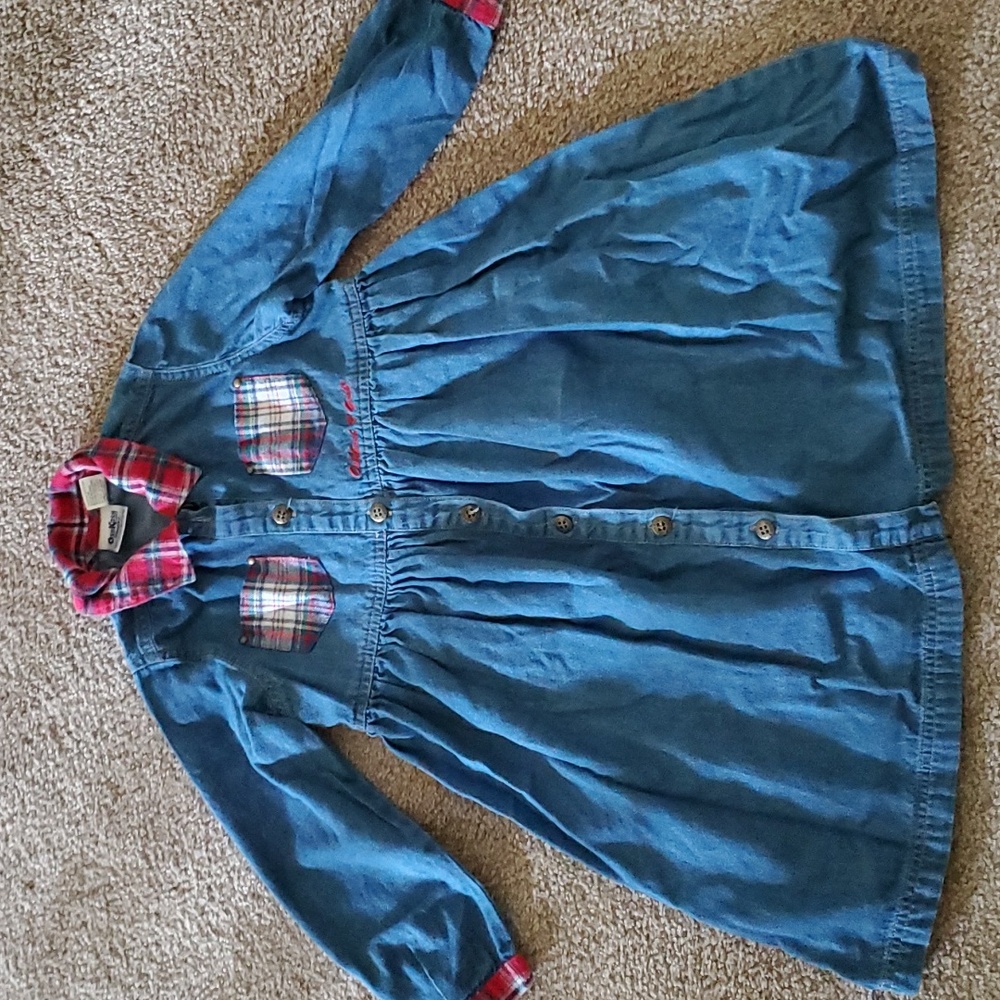 Girls Osh Kosh Bgosh Plaid Jean Dress sz 6
